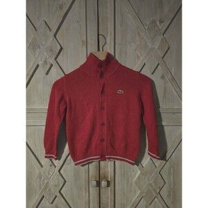 NWT Boys Lacoste Red and White Sweater Size 6 Long Sleeve